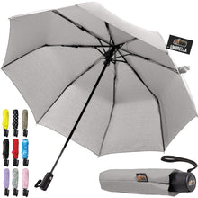 Load image into Gallery viewer, Windproof Compact Stick Umbrella for Rain, Travel One-Click Automatic Open and Close, Lightweight, Portable, Strong Reinforced Fiberglass Ribs, Easily Collapsible, Black