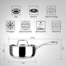 Load image into Gallery viewer, Duxtop Whole-Clad Tri-Ply Stainless Steel Saucepan with Lid, 3 Quart, Kitchen Induction Cookware