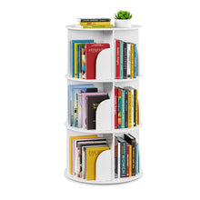 Load image into Gallery viewer, SpaceAid 4 Tier Rotating Bookshelf Tower, Spinning Bookcase Lazy Susan, Revolving 360 Book Shelf Storage Round Carousel, Vertical Rotate Turning Spiral Corner Organizer, White