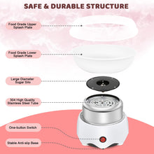 Load image into Gallery viewer, Outamateur Cotton Candy Machine,Homemade Cotton Candy Maker with Large Splash-Proof Plate,10 Bamboo Sticks and Sugar Scoop for Home Birthdays,Family Parties,Festivals,Weddings (White)
