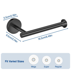 Toilet Paper Holder Wall Mount Bathroom Paper Roll Holder Tissue Handle Stainless Steel for Farmhouse Kitchen Matte Black