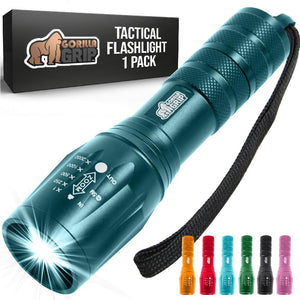 Powerful LED Tactical Flashlight, 750 FT High Lumens 5 Adjustable Modes, Water Resistant, Ultra Bright Zoom Flashlights, Small Mini Flash Light, Camping, Night Dog Walking, Turquoise
