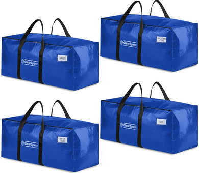 ClearSpace Extra Heavy Duty Moving Bags with Zipper, 6 Pack – Extra Large Storage Bags for Clothes, Moving Boxes or Packing for Organization - Clothing Storage with Carrying Handles