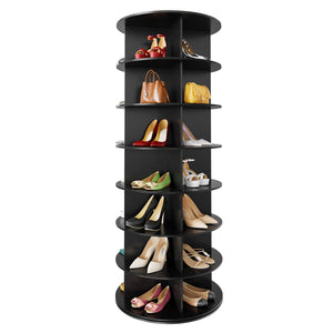 SpaceAid 7 Tier Rotating Shoe Rack Tower, Spinning Shoe Display Lazy Susan, Revolving 360 Shoe Rack Storage Round Carousel, Vertical Handbag Rotate Shoes Closet Organization (7-Tier White)