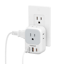 Load image into Gallery viewer, USB Charger Block, TESSAN Wall Plug Adapter with Electrical 4 Box Splitter 3 USB Wall Charger Ports, Multi Plug Outlet Extender Charging for Cruise, Travel, Office, Dorm Essentials