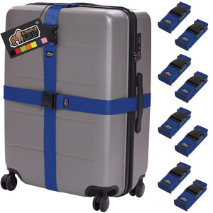Heavy Duty 4 Pack Adjustable Luggage Straps for Suitcases, Easy to Identify Travel Belt Connector Holds Suitcase Together, Extends Life of Bag, Strap Connects Two Bags, Accessories Green