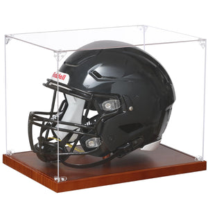 JupDec Baseball Display Case - Clear Cube Baseball Holder with Wooden Base, Autograph Stand Box for Single Ball, Acacia Wood, Brown, 1 Pack