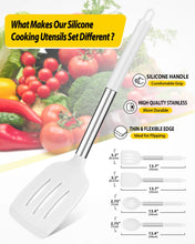 Load image into Gallery viewer, Pack of 4 Silicone Cooking Utensils Set, Non Stick Large Solid Spatulas, Heat Resistant Black Slotted Spoons, Ideal BPA Free Kitchen Turners for Frying, Mixing,Serving,Draining,Turning,Stirring