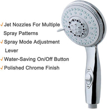 Load image into Gallery viewer, HauSun Handheld Shower Head with On/Off Switch - 5 Spray Settings 6.5 Feet Extra Long Hose High Pressure with Bathroom Faucet Kit - Universal Adapter Holder Mount for Wall,Chrome Finish
