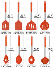 Load image into Gallery viewer, Silicone Cooking Utensil Set, 8Pcs Non-stick Cookware with Stainless Steel Handle, BPA Free Heat Resistant Kitchen Tools with Spatulas, Turners, Spoons, Skimmer and Pasta Fork