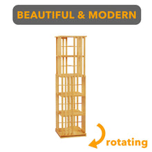 Load image into Gallery viewer, SpaceAid 6 Tier Rotating Bookshelf Tower, Bamboo Spinning Book Shelf, Revolving 360 Bookcase Storage Swivel Round Carousel, Vertical Rotate Turning Spiral Corner Organizer (6-Tier Walnut)