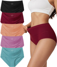 Load image into Gallery viewer, Vevmon Cotton Underwear for Women High Waisted Soft Ladies Panties 5 Pack | Full Coverage Breathable Briefs, Moisture-Wicking Cotton Fabric, Fits Comfortably Underwear for Gym, Work, Daily, Loungewear