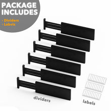 Load image into Gallery viewer, SpaceAid Bamboo Dresser Drawer Dividers 6 Pack, 4.65“ High Adjustable 12.5“-17” Drawer Organizers, Expandable Organization for Clothing, Clothes, Dressers, Natural