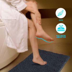 Secura Bathroom Rugs, 47 x 28 Inches, Extra Soft & Thick, Absorbent Water Bath Mat, Machine Washable Non-Slip Bath Mats for Bathroom, Shower, and Tub, Home Decor Accessories (Gray)