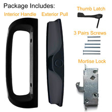 Load image into Gallery viewer, Patio Door Handle Set + Mortise Lock 45° Perfect Replacement for Sliding Glass Door Fits 3-15/16” Screw Hole Spacing, Non-keyed with Latch Locks,White Diecast,Reversible Design(Non-Handed)