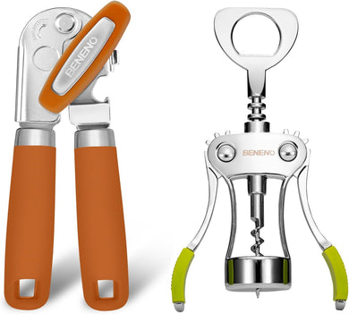Premium Wing Corkscrew Wine Opener Can Opener Manual with Multifunctional Bottle Openers