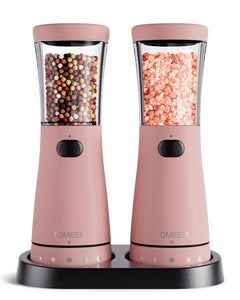 Electric Salt and Pepper Grinder Set with Storage Base, Stainless Steel Rechargeable Salt and Pepper Grinder Set with 4.5 oz Large Capacity, 1.8" Wide Mouth, Adjustable Coarseness, Ideal for Kitchen