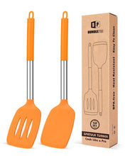 Load image into Gallery viewer, Pack of 2 Silicone Solid Turner, Non Stick Slotted Kitchen Spatulas, High Heat Resistant BPA Free Cooking Utensils, Ideal Cookware for Fish, Eggs, Pancakes(Black)