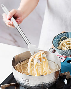 Pack of 2 Silicone Pasta Fork, Kitchen Heat Resistant Noodle Spoon Server, BPA Free Spaghetti Strainer, Best Cooking Tools (GRAY-BLUE)