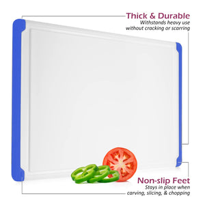 Large Cutting Boards for Kitchen - 18 x 12 Inch Plastic Dishwasher Safe Cutting Board with Deep Juice Groove - Non-Slip, Durable Carving Board for Vegetables, Fruits and Meats