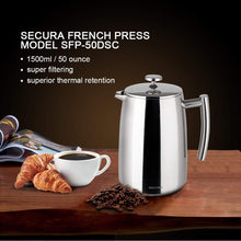 Load image into Gallery viewer, Secura French Press Coffee Maker, 50-Ounce, 304 Stainless Steel Insulated Coffee Press with Extra Screen
