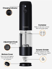 Load image into Gallery viewer, Upgraded Larger Capacity: Electric Salt and Pepper Grinder Set Rechargeable with LED lights - Stainless Steel Automatic Pepper and Salt Grinder Refillable with 6 Adjustable Coarseness