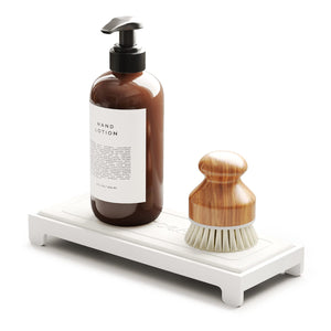SpaceAid DryingNeat Instant Dry Sink Caddy Organizers, Kitchen Sponge Soap Holder Dispenser, Countertop Fast Drying Counter Tray Rack (Bamboo, Gray)