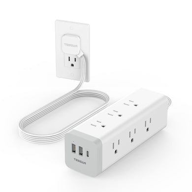 Surge Protector Power Strip with USB, TESSAN Ultra Thin Flat Plug 6 FT Extension Cord with 9 Outlets 3 USB(1 USB C), 1050 J Surge Protector Charging Station for Indoor,Office, Dorm Room Essentials