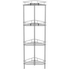 Load image into Gallery viewer, 4 Tier Floor Standing Corner Shower Caddy Organizer Shelf with Hooks, Bathroom Shelves Stand Rack, Black
