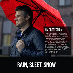 Windproof Compact Stick Umbrella for Rain, Travel One-Click Automatic Open and Close, Lightweight, Portable, Strong Reinforced Fiberglass Ribs, Easily Collapsible, Black