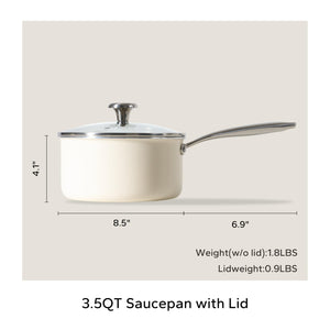 Redchef Nonstick Ceramic Sauce Pan With Lid, 2.5QT Small Cooking Pot with Stay-Cool Handle, Kitchen Non Toxic Soup Pot, PTFE & PFOA Free, Oven & Dishwasher Safe, Compatible with All Stovetops-Blue