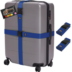 Heavy Duty 4 Pack Adjustable Luggage Straps for Suitcases, Easy to Identify Travel Belt Connector Holds Suitcase Together, Extends Life of Bag, Strap Connects Two Bags, Accessories Green