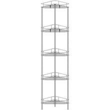 Load image into Gallery viewer, 4 Tier Floor Standing Corner Shower Caddy Organizer Shelf with Hooks, Bathroom Shelves Stand Rack, Black