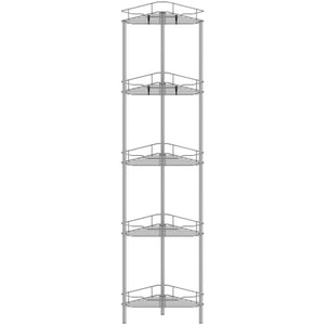 4 Tier Floor Standing Corner Shower Caddy Organizer Shelf with Hooks, Bathroom Shelves Stand Rack, Black