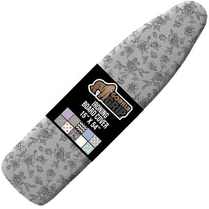 Ironing Board Cover and Pad, Silicone Coating, Thick Scorch Resistant Padding, Heavy Duty Iron Covers Standard Boards, Hook and Loop Fastener Strap, Silver, 15x54