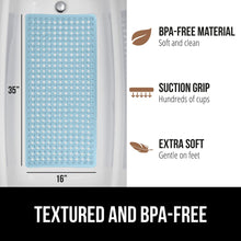 Load image into Gallery viewer, Bath Tub Shower Mat, Machine Washable Bathtub Floor Liner Mats, Suction Cups and Drain Holes to Keep Tubs Clean, Soft on Feet, Bathroom Essentials, 35x16 Inch, Clear
