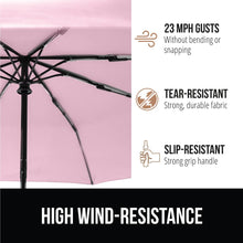 Load image into Gallery viewer, Windproof Compact Stick Umbrella for Rain, Travel One-Click Automatic Open and Close, Lightweight, Portable, Strong Reinforced Fiberglass Ribs, Easily Collapsible, Black