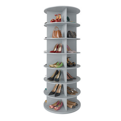 SpaceAid 7 Tier Rotating Shoe Rack Tower, Spinning Shoe Display Lazy Susan, Revolving 360 Shoe Rack Storage Round Carousel, Vertical Handbag Rotate Shoes Closet Organization (7-Tier White)