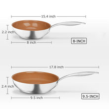 Load image into Gallery viewer, Duxtop Ceramic Non-stick Frying Pan, Stainless Steel Induction Frying Pan, 8-Inch Stir Fry Pan with Heavy-gauge Impact-bonded Bottom, FUSION Ti