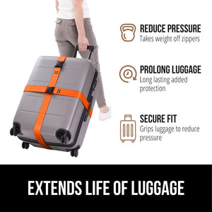 Heavy Duty 4 Pack Adjustable Luggage Straps for Suitcases, Easy to Identify Travel Belt Connector Holds Suitcase Together, Extends Life of Bag, Strap Connects Two Bags, Accessories Green