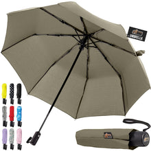 Load image into Gallery viewer, Windproof Compact Stick Umbrella for Rain, Travel One-Click Automatic Open and Close, Lightweight, Portable, Strong Reinforced Fiberglass Ribs, Easily Collapsible, Black