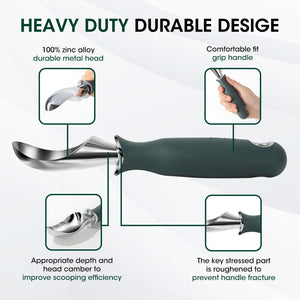 Beneno Heavy Duty Ice Cream Scoop - Upgraded Anti-Fracture Design, Comfortable Grip Long Handle, Effortless Scooping & Dishwasher Safe, Black
