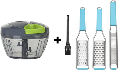 Chopper Hand String Vegetable Chopper Onions Cutter Cheese Grater Citrus Zester Lemon Zester Pack of 3-304 Stainless Steel