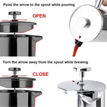 Load image into Gallery viewer, Secura French Press Coffee Maker, 304 Grade Stainless Steel Insulated Coffee Press with 2 Extra Screens, 34oz (1 Litre), Silver