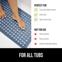 Load image into Gallery viewer, Bath Tub Shower Mat, Machine Washable Bathtub Floor Liner Mats, Suction Cups and Drain Holes to Keep Tubs Clean, Soft on Feet, Bathroom Essentials, 35x16 Inch, Clear