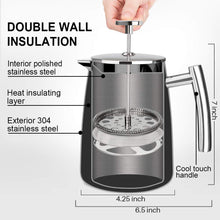 Load image into Gallery viewer, Secura French Press Coffee Maker, 50-Ounce, 304 Stainless Steel Insulated Coffee Press with Extra Screen