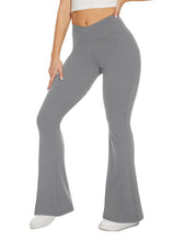 Load image into Gallery viewer, TNNZEET Black Flare Leggings for Women, Crossover Yoga Pants with Pockets Bootcut Flared Leggings