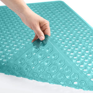 Bath Tub Shower Mat, Machine Washable Bathtub Floor Liner Mats, Suction Cups and Drain Holes to Keep Tubs Clean, Soft on Feet, Bathroom Essentials, 35x16 Inch, Clear