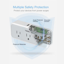 Load image into Gallery viewer, Multi Plug Outlet Extender, TESSAN Surge Protector Wall Plug Splitter with 5 Electrical Outlet Expander, Multiple Plug Adapter for Travel Home Office