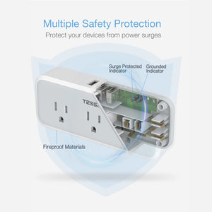Multi Plug Outlet Extender, TESSAN Surge Protector Wall Plug Splitter with 5 Electrical Outlet Expander, Multiple Plug Adapter for Travel Home Office